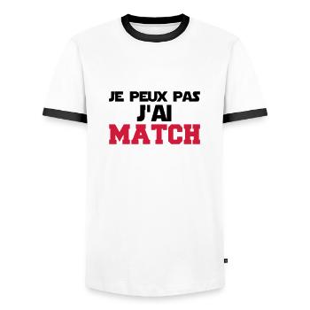 je peux pas j'ai match - T-shirt contrasté Homme - blanc/noir - Devant - AI Model Female 172 light (172cm) & AI Model Male 178 dark (178cm)