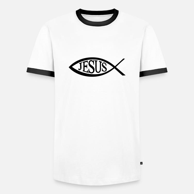 Jesus Fish - Men's Ringer Shirt - white/black