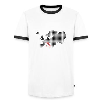 Italy - Men's Ringer Shirt - white/black - Front - AI Model Female 172 light (172cm) & AI Model Male 178 dark (178cm)