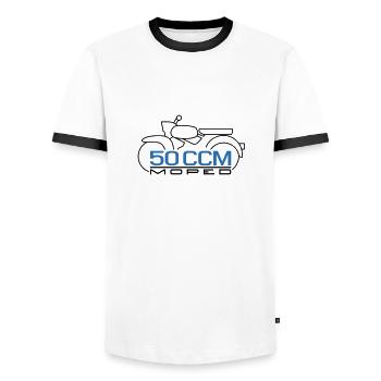Moped Sperber Habicht 50 ccm Emblem - Men's Ringer Shirt - white/black - Front - AI Model Female 172 light (172cm) & AI Model Male 178 dark (178cm)