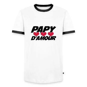 Papy d'amour ! - T-shirt contrasté Homme - blanc/noir - Devant - AI Model Female 172 light (172cm) & AI Model Male 178 dark (178cm)