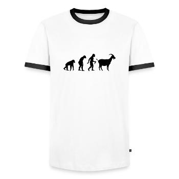 Goat Evolution - Men's Ringer Shirt - white/black - Front - AI Model Female 172 light (172cm) & AI Model Male 178 dark (178cm)