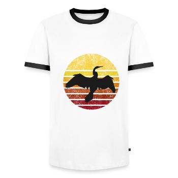 Cormoran au coucher du soleil - T-shirt contrasté Homme - blanc/noir - Devant - AI Model Female 172 light (172cm) & AI Model Male 178 dark (178cm)