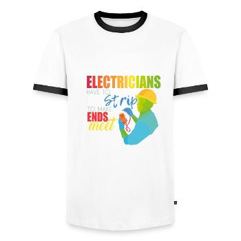 Électriciens - T-shirt contrasté Homme - blanc/noir - Devant - AI Model Female 172 light (172cm) & AI Model Male 178 dark (178cm)