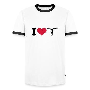 I love Gymnastique - T-shirt contrasté Homme - blanc/noir - Devant - AI Model Female 172 light (172cm) & AI Model Male 178 dark (178cm)
