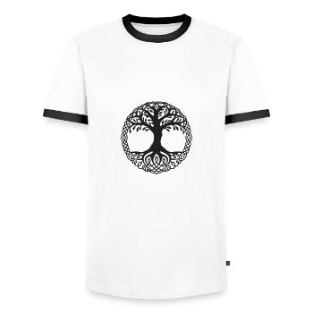 Nordisches Symbol - Männer Kontrast-T-Shirt - Weiß/Schwarz - Vorne - AI Model Female 172 light (172cm) & AI Model Male 178 dark (178cm)