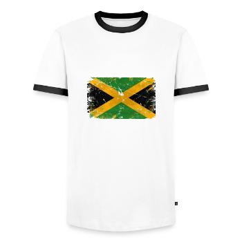 Jamaica Vintage Flag - Männer Kontrast-T-Shirt - Weiß/Schwarz - Vorne - AI Model Female 172 light (172cm) & AI Model Male 178 dark (178cm)
