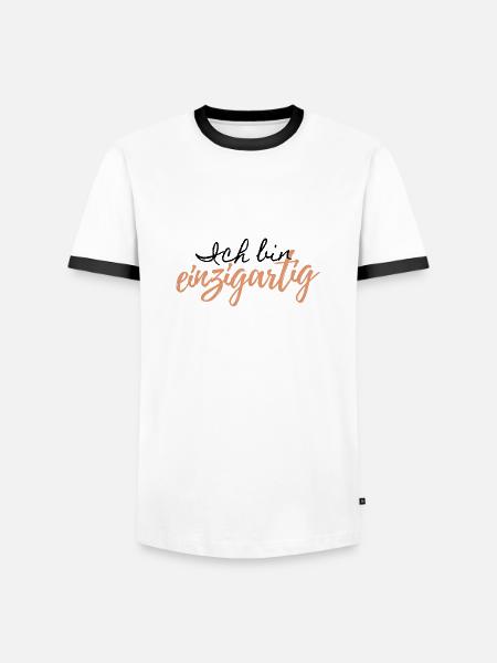 Spruch " Ich bin einzigartig" - Männer Kontrast-T-Shirt - Weiß/Schwarz