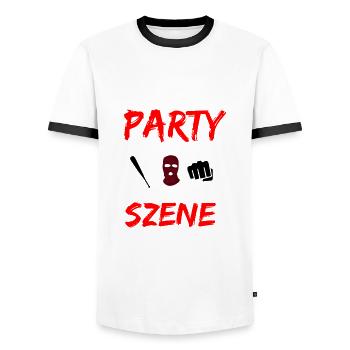 Party Szene - Männer Kontrast-T-Shirt - Weiß/Schwarz - Vorne - AI Model Female 172 light (172cm) & AI Model Male 178 dark (178cm)