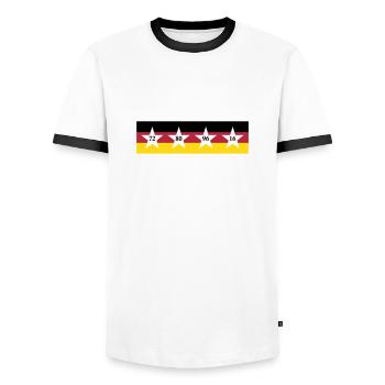 4 Sterne EM 2016 '72 '80 '96 '16 - Männer Kontrast-T-Shirt - Weiß/Schwarz - Vorne - AI Model Female 172 light (172cm) & AI Model Male 178 dark (178cm)