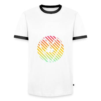 Père et fils, partenaire de pêche passion pêcheur. - T-shirt contrasté Homme - blanc/noir - Devant - AI Model Female 172 light (172cm) & AI Model Male 178 dark (178cm)