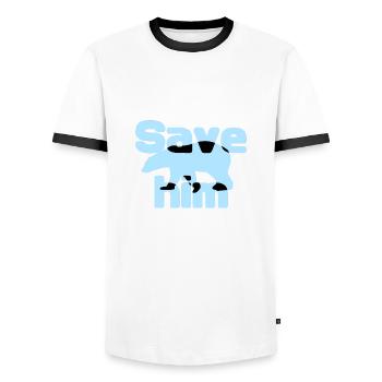 Save the Icebear - Men's Ringer Shirt - white/black - Front - AI Model Female 172 light (172cm) & AI Model Male 178 dark (178cm)