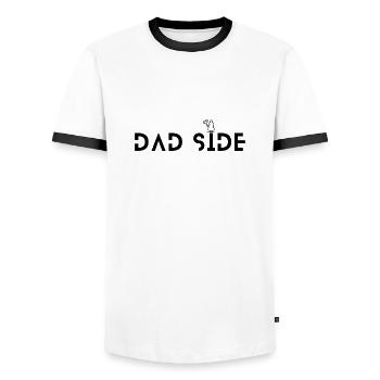 Collection - "Dad Side Vader" - Black Design - T-shirt contrasté Homme - blanc/noir - Devant - AI Model Female 172 light (172cm) & AI Model Male 178 dark (178cm)