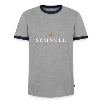 Quick Original Family Logo - Men's Ringer Shirt - grey/navy  - Front - AI Model Female 172 light (172cm) & AI Model Male 178 light (178cm)