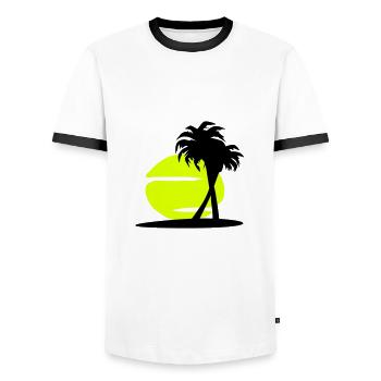 Island Dream - Insel, Sonne, Strand, Palmen und - Männer Kontrast-T-Shirt - Weiß/Schwarz - Vorne - AI Model Female 172 light (172cm) & AI Model Male 178 dark (178cm)