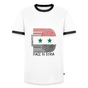 Made in Syria Syrien - Männer Kontrast-T-Shirt - Weiß/Schwarz - Vorne - AI Model Female 172 light (172cm) & AI Model Male 178 dark (178cm)