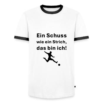 Ein Schuss wie ein Strich das bin ich - Männer Kontrast-T-Shirt - Weiß/Schwarz - Vorne - AI Model Female 172 light (172cm) & AI Model Male 178 dark (178cm)