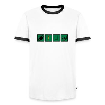 American Football Symbols Squares - Men's Ringer Shirt - white/black - Front - AI Model Female 172 light (172cm) & AI Model Male 178 dark (178cm)