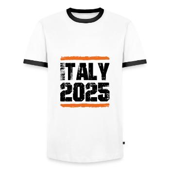 Italy 2025 Team - Men's Ringer Shirt - white/black - Front - AI Model Female 172 light (172cm) & AI Model Male 178 dark (178cm)