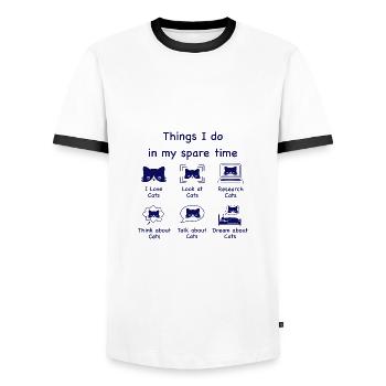 Chats, chats, chats (bleu) - T-shirt contrasté Homme - blanc/noir - Devant - AI Model Female 172 light (172cm) & AI Model Male 178 dark (178cm)
