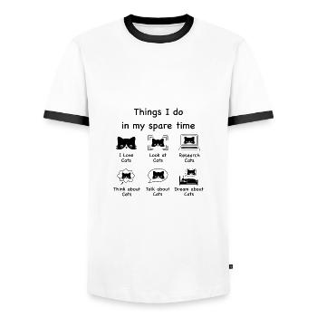 Chats, chats, chats (noir) - T-shirt contrasté Homme - blanc/noir - Devant - AI Model Female 172 light (172cm) & AI Model Male 178 dark (178cm)