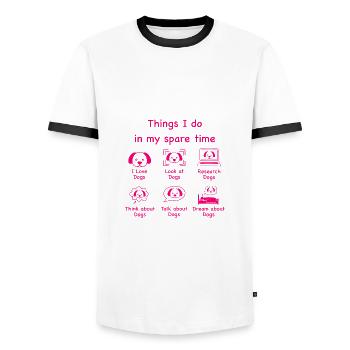 Amoureux des chiens (rose) - T-shirt contrasté Homme - blanc/noir - Devant - AI Model Female 172 light (172cm) & AI Model Male 178 dark (178cm)