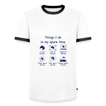 Pferdeliebhaber (blau) - Männer Kontrast-T-Shirt - Weiß/Schwarz - Vorne - AI Model Female 172 light (172cm) & AI Model Male 178 dark (178cm)