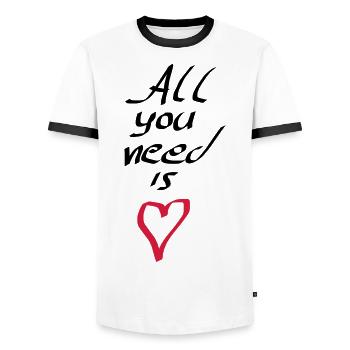 All u need is love - T-shirt contrasté Homme - blanc/noir - Devant - AI Model Female 172 light (172cm) & AI Model Male 178 dark (178cm)