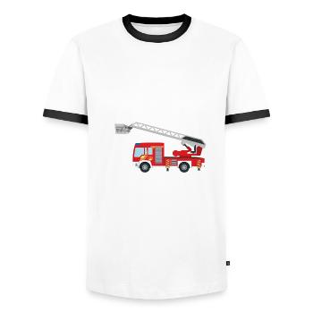 Feuerwehrauto - Männer Kontrast-T-Shirt - Weiß/Schwarz - Vorne - AI Model Female 172 light (172cm) & AI Model Male 178 dark (178cm)