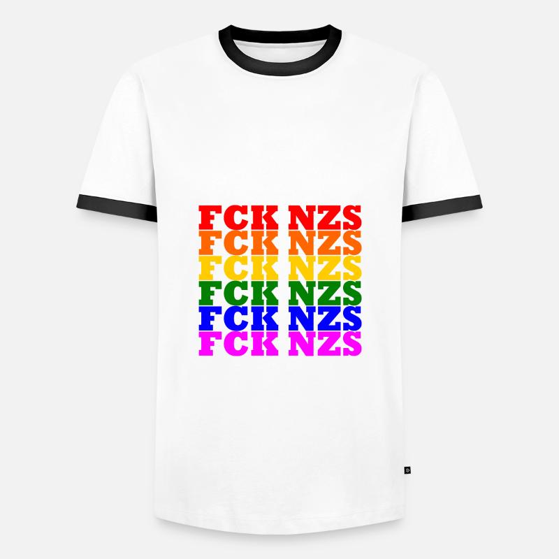 Fck nzs - Männer Kontrast-T-Shirt - Weiß/Schwarz