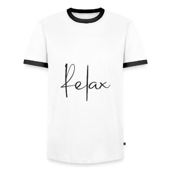 Relax statement - Men's Ringer Shirt - white/black - Front - AI Model Female 172 light (172cm) & AI Model Male 178 dark (178cm)