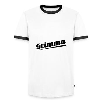 Grimma - Textdesign mit Stadtnamen - Männer Kontrast-T-Shirt - Weiß/Schwarz - Vorne - AI Model Female 172 light (172cm) & AI Model Male 178 dark (178cm)