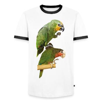 Papageien - Männer Kontrast-T-Shirt - Weiß/Schwarz - Vorne - AI Model Female 172 light (172cm) & AI Model Male 178 dark (178cm)