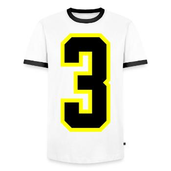 Justaucorps à 3 chiffres - T-shirt contrasté Homme - blanc/noir - Devant - AI Model Female 172 light (172cm) & AI Model Male 178 dark (178cm)