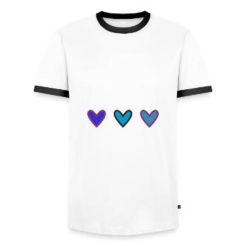 CHRISTMAS. MERRY CHRISTMAS. MERRY CHRISTMAS. NEW YEAR’S DAY - Men's Ringer Shirt - white/black - Front - AI Model Female 172 light (172cm) & AI Model Male 178 dark (178cm)