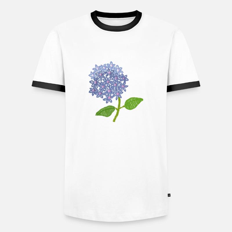 embroidered hydrangea - Men's Ringer Shirt - white/black