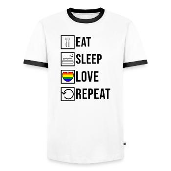 Lgbt Herz Regenbogen Lesbisch Liebe Gay Statement - Männer Kontrast-T-Shirt - Weiß/Schwarz - Vorne - AI Model Female 172 light (172cm) & AI Model Male 178 dark (178cm)