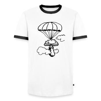 Schwimmender Pilz - Männer Kontrast-T-Shirt - Weiß/Schwarz - Vorne - AI Model Female 172 light (172cm) & AI Model Male 178 dark (178cm)