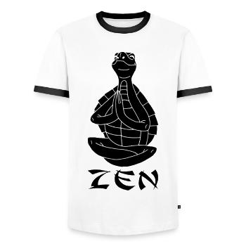Yogi Turtle (Black) - Men's Ringer Shirt - white/black - Front - AI Model Female 172 light (172cm) & AI Model Male 178 dark (178cm)
