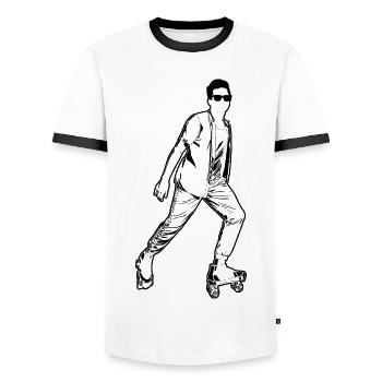 Roller Skater Junge - Männer Kontrast-T-Shirt - Weiß/Schwarz - Vorne - AI Model Female 172 light (172cm) & AI Model Male 178 dark (178cm)