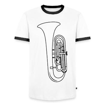 Croquis de tuba - T-shirt contrasté Homme - blanc/noir - Devant - AI Model Female 172 light (172cm) & AI Model Male 178 dark (178cm)