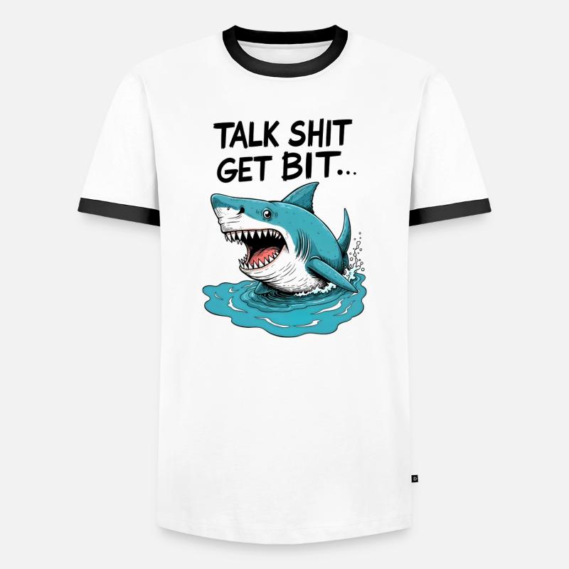 Talk shit get bit - Men's Ringer Shirt - white/black