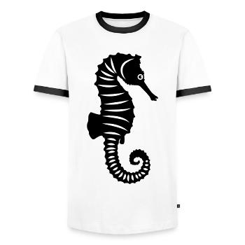 Seepferd tier - Männer Kontrast-T-Shirt - Weiß/Schwarz - Vorne - AI Model Female 172 light (172cm) & AI Model Male 178 dark (178cm)