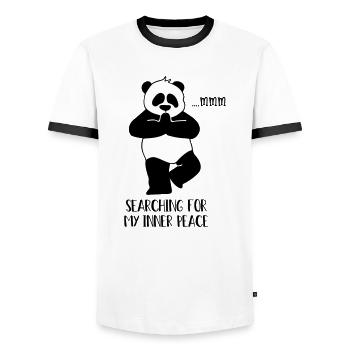 Yoga Panda - Men's Ringer Shirt - white/black - Front - AI Model Female 172 light (172cm) & AI Model Male 178 dark (178cm)