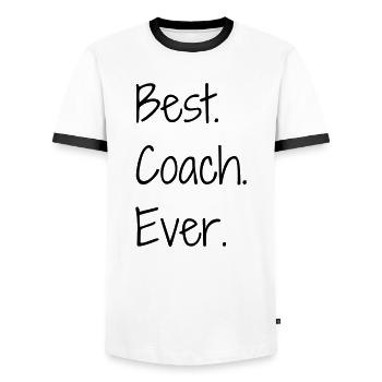 Coach Coaching Trainer Sport Entraineur Team - Men's Ringer Shirt - white/black - Front - AI Model Female 172 light (172cm) & AI Model Male 178 dark (178cm)