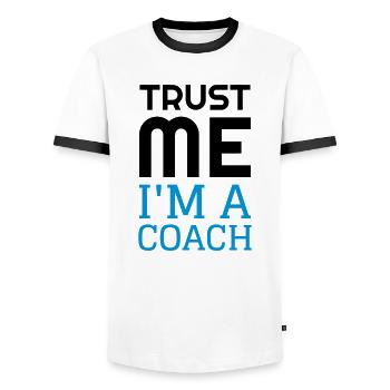 Coach Coaching Trainer Sport Entraineur Team - Men's Ringer Shirt - white/black - Front - AI Model Female 172 light (172cm) & AI Model Male 178 dark (178cm)