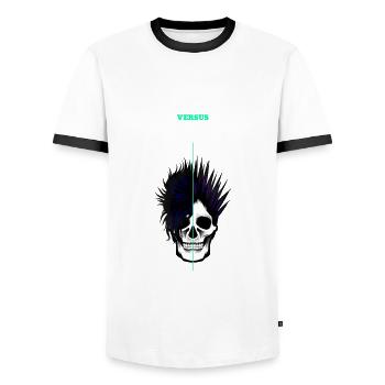 Punk rock - T-shirt contrasté Homme - blanc/noir - Devant - AI Model Female 172 light (172cm) & AI Model Male 178 dark (178cm)