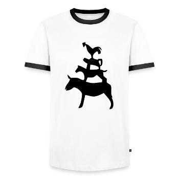 1425678_5709560_stadtmusikanten_orig_gra - Männer Kontrast-T-Shirt - Weiß/Schwarz - Vorne - AI Model Female 172 light (172cm) & AI Model Male 178 dark (178cm)