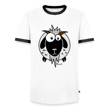Chèvre Drôle - T-shirt contrasté Homme - blanc/noir - Devant - AI Model Female 172 light (172cm) & AI Model Male 178 dark (178cm)