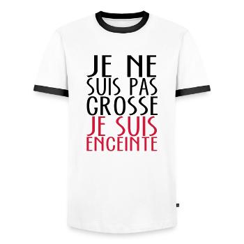je ne suis ps grosse - T-shirt contrasté Homme - blanc/noir - Devant - AI Model Female 172 light (172cm) & AI Model Male 178 dark (178cm)
